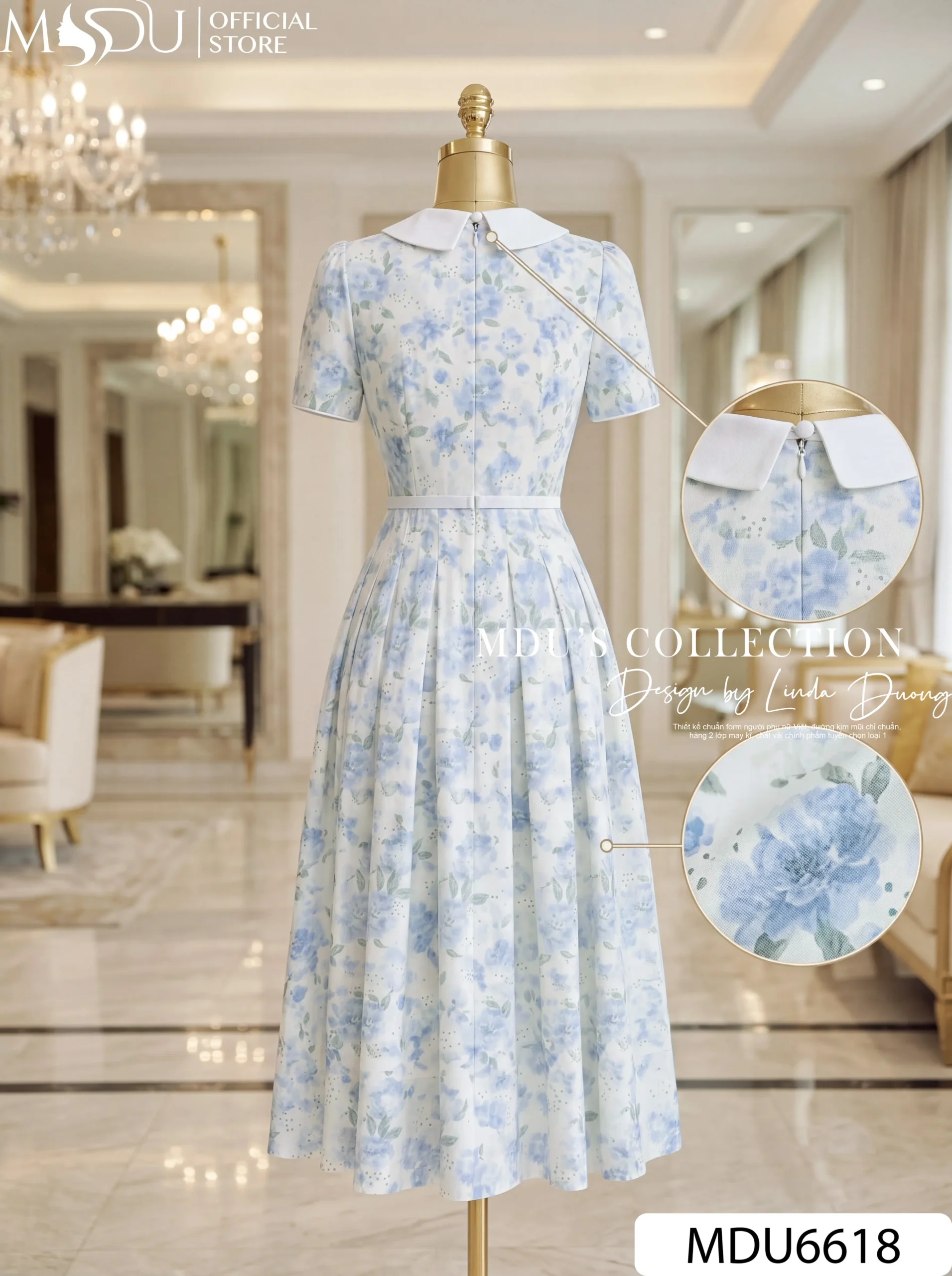 Váy Thiết Kế MDU6618 – Mango Ý Hoa Xanh Pastel, Cổ Sen Phối Đai Rời 9 Váy Thiết Kế MDU6618 – Mango Ý Hoa Xanh Pastel, Cổ Sen Phối Đai Rời - Ảnh 7