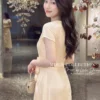 Váy Thiết Kế MDU6633 – Twist Satin Kem, Phối Hoa Thủ Công Đính Eo 12 Dress model in outfit 4K 202607151428fff 2 11zon Mdu Fashion