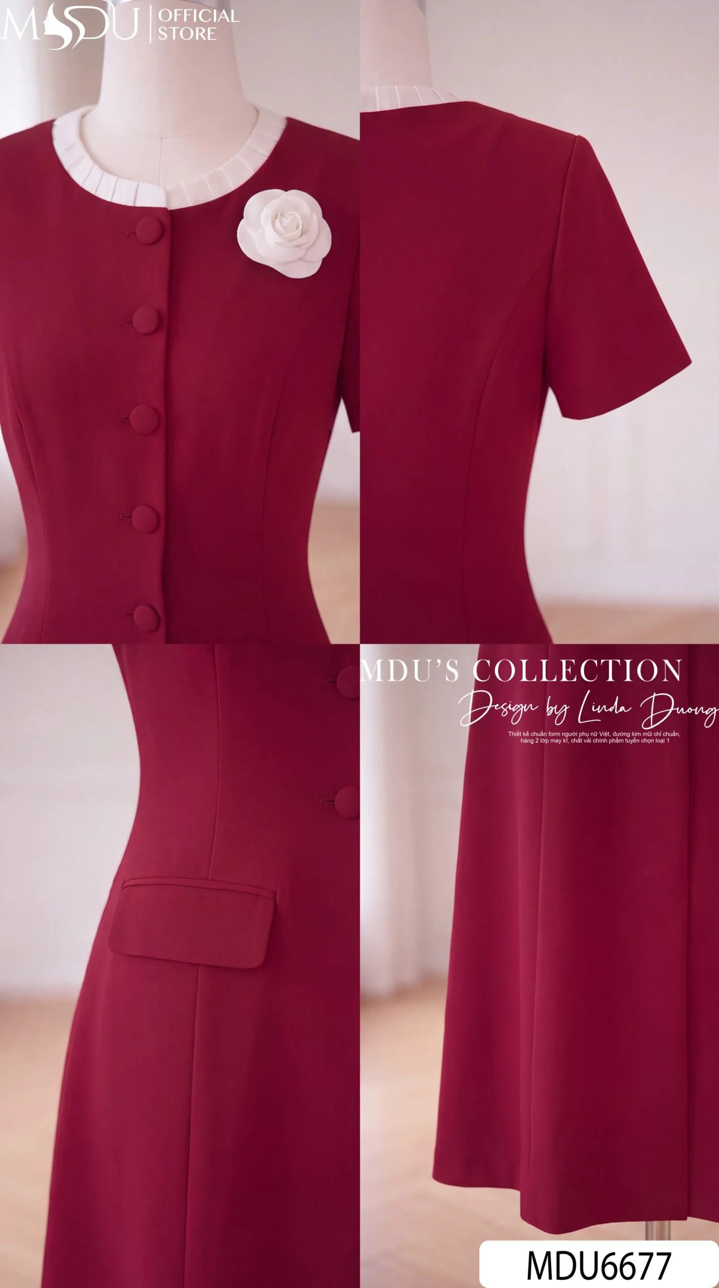Váy Thiết Kế MDU6677 – Chéo Tuyết Đỏ Ruby, Hoa Cài Rời Thanh Lịch 10 Váy Thiết Kế MDU6677 – Chéo Tuyết Đỏ Ruby, Hoa Cài Rời Thanh Lịch - Ảnh 8