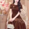 Váy Thiết Kế MDU7115 – Nhũ Kim Cương Nâu Trầm Sang Trọng, Chiết Eo Tôn Dáng 8 Dress model in outfit 4K 20260927140058 11zon Mdu Fashion