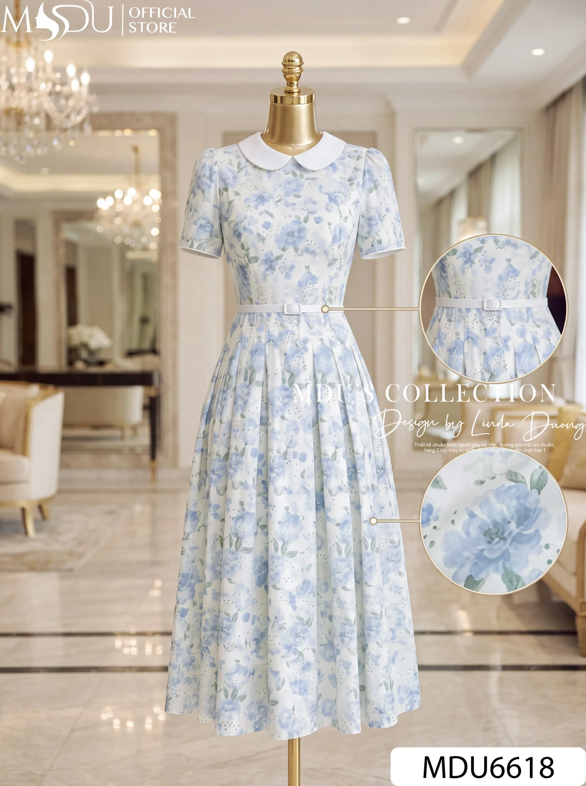 Váy Thiết Kế MDU6618 – Mango Ý Hoa Xanh Pastel, Cổ Sen Phối Đai Rời 8 Váy Thiết Kế MDU6618 – Mango Ý Hoa Xanh Pastel, Cổ Sen Phối Đai Rời - Ảnh 6