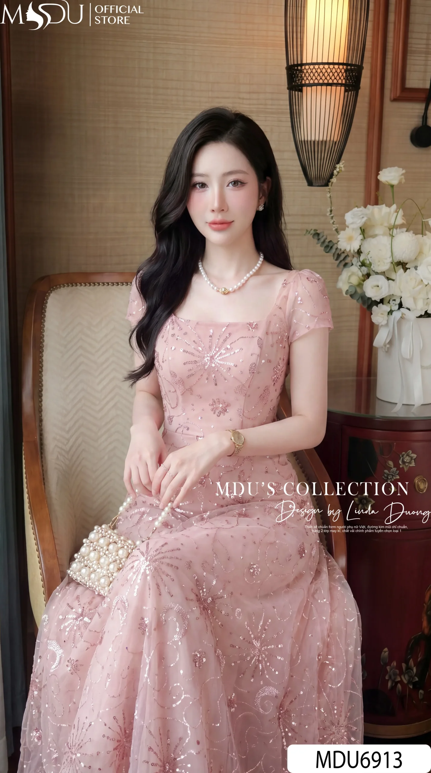 Váy Thiết Kế MDU6913 – Tuyn Thêu Họa Tiết Hồng Phấn, Dáng Xòe Công Chúa 5 Váy Thiết Kế MDU6913 – Tuyn Thêu Họa Tiết Hồng Phấn, Dáng Xòe Công Chúa - Ảnh 3