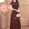 Váy Thiết Kế MDU7115 – Nhũ Kim Cương Nâu Trầm Sang Trọng, Chiết Eo Tôn Dáng 9 Dressing model in outfit 4K 20260927140056 11zon Mdu Fashion