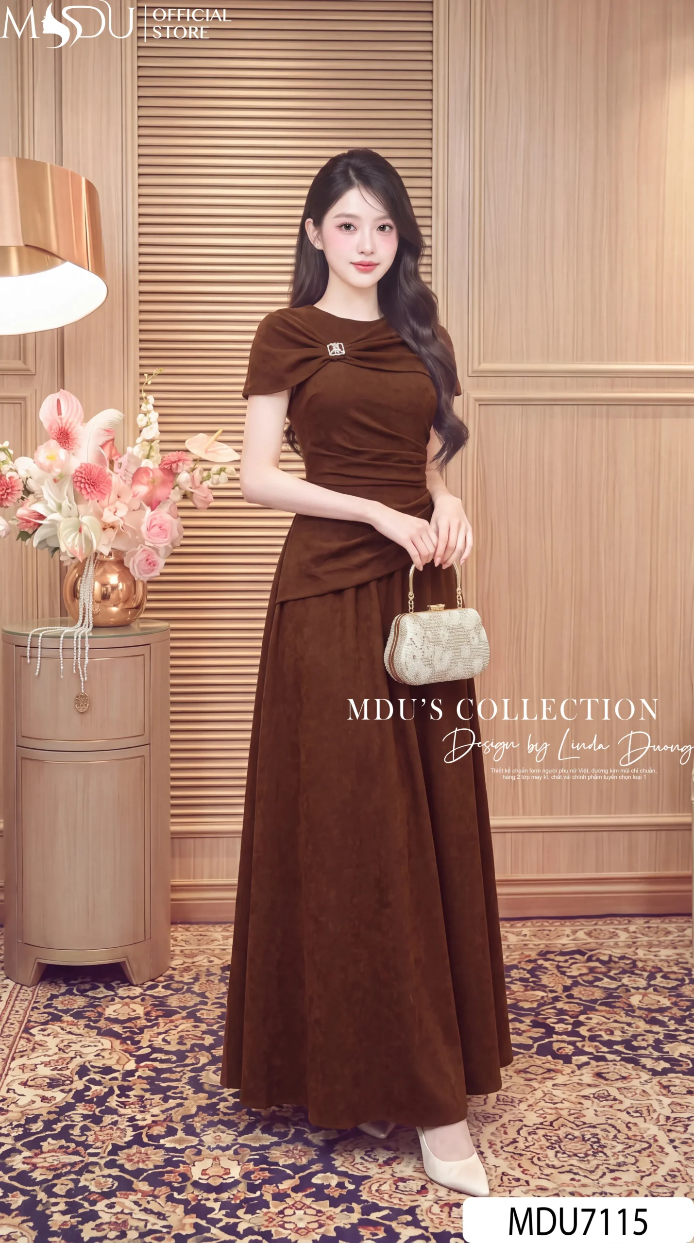 Váy Thiết Kế MDU7115 – Nhũ Kim Cương Nâu Trầm Sang Trọng, Chiết Eo Tôn Dáng 22 Váy Thiết Kế MDU7115 – Nhũ Kim Cương Nâu Trầm Sang Trọng, Chiết Eo Tôn Dáng