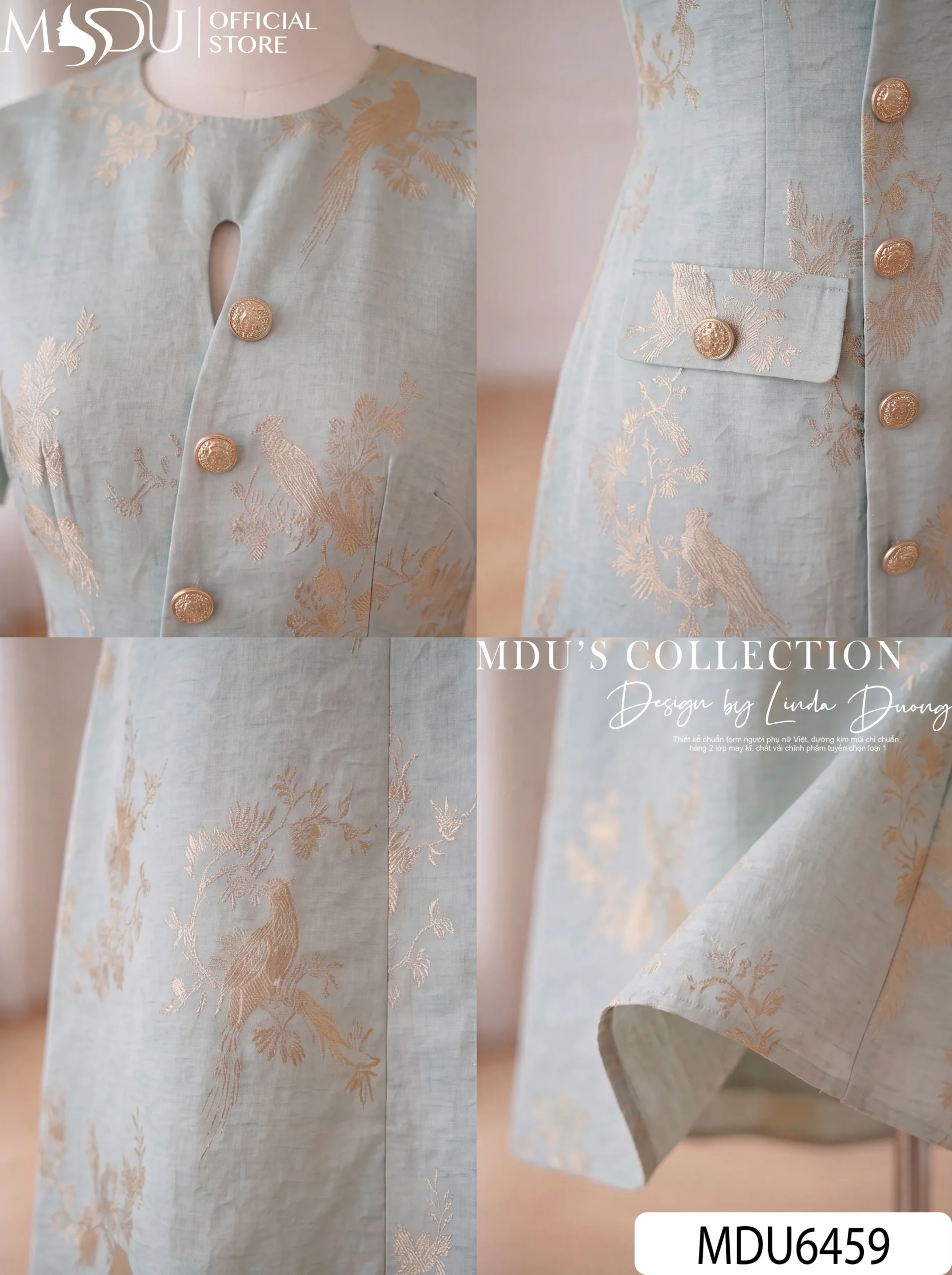 Váy Thiết Kế MDU6459 – Gấm Luxury Xanh Ngọc, Họa Tiết Ánh Kim Dệt Jacquard Sang Trọng 8 Váy Thiết Kế MDU6459 – Gấm Luxury Xanh Ngọc, Họa Tiết Ánh Kim Dệt Jacquard Sang Trọng - Ảnh 6