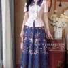 Set Thiết Kế MDU6729 – Chéo Tuyết Phối Tơ Óng Hàn Xanh Navy, Họa Tiết Hoa Cỏ Thanh Lịch 13 Italian mango fabric skirt descr… 202608181449 4 Mdu Fashion