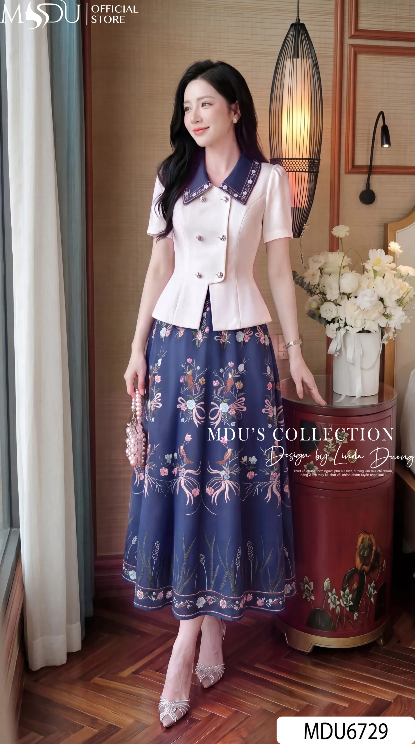 Set Thiết Kế MDU6729 – Chéo Tuyết Phối Tơ Óng Hàn Xanh Navy, Họa Tiết Hoa Cỏ Thanh Lịch 29 Set Thiết Kế MDU6729 – Chéo Tuyết Phối Tơ Óng Hàn Xanh Navy, Họa Tiết Hoa Cỏ Thanh Lịch