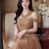 Váy Thiết Kế MDU6361 Voan Tơ Nâu Dáng Xòe Sang Trọng Phối Cổ Chéo Trễ Vai Đính Dây Đá 9 Keep the models 202604281452 Mdu Fashion