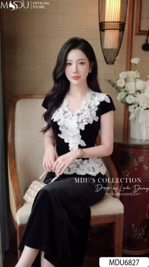 Alternative view of Set Thiết Kế MDU6827 Nhung Luxury Đen Phối Ren Cắt Tỉa Sang Trọng Quyến Rũ