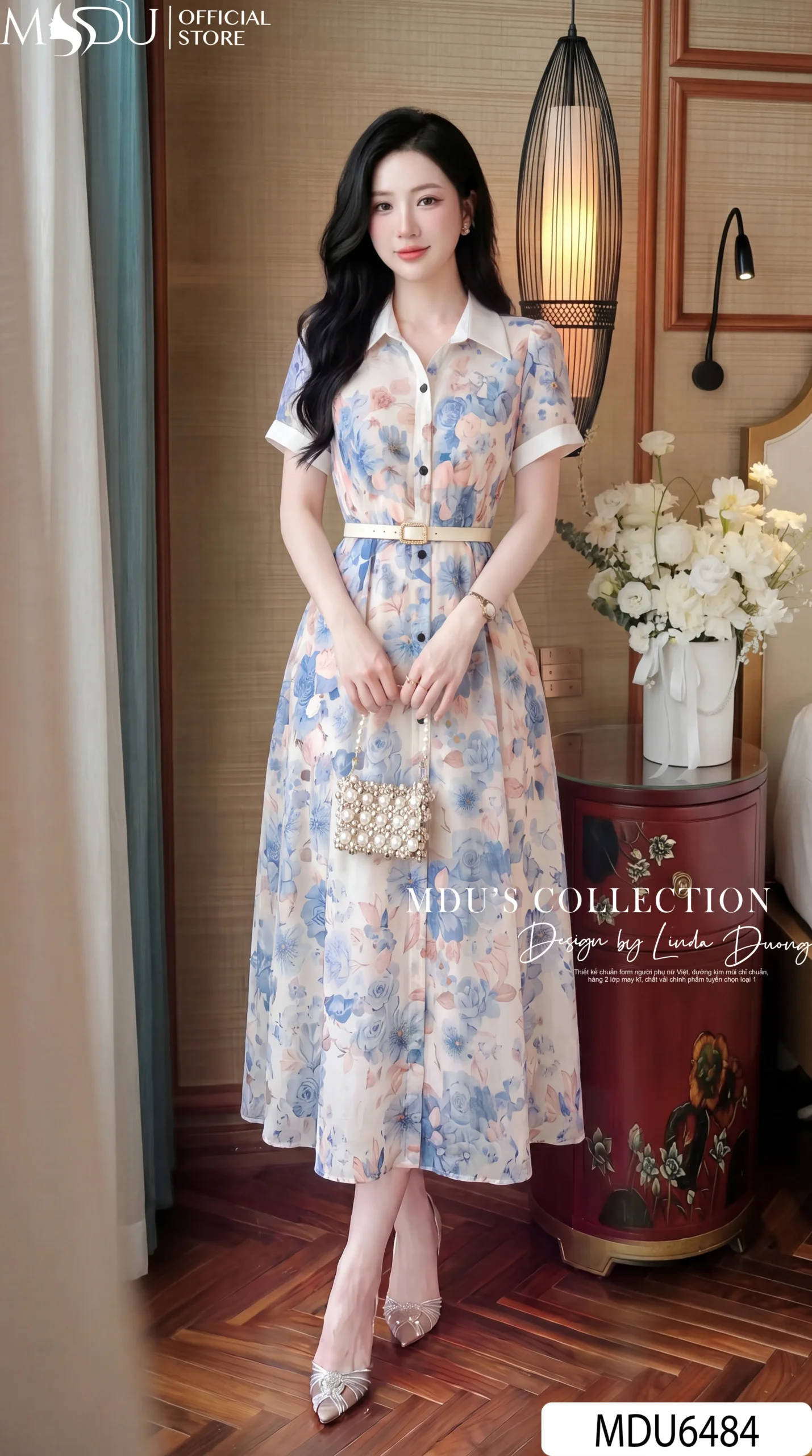 Váy Thiết Kế MDU6484 – Tơ Óng Hàn Kem Hồng, Họa Tiết Phong Cảnh Xanh Pastel Thanh Lịch 3 Váy Thiết Kế MDU6484 – Tơ Óng Hàn Kem Hồng, Họa Tiết Phong Cảnh Xanh Pastel Thanh Lịch