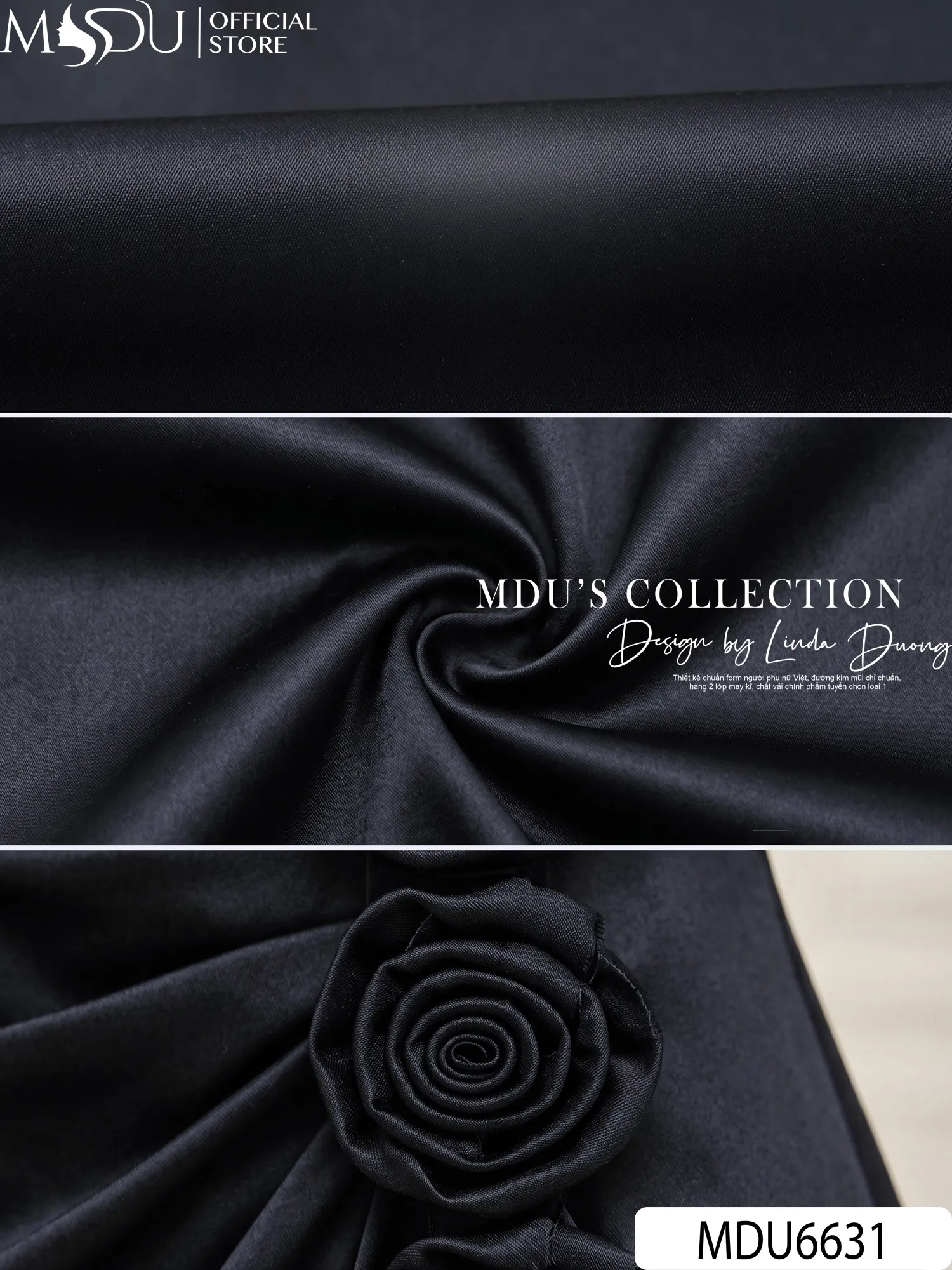 Váy Thiết Kế MDU6631 – Twist Satin Đen, Hoa Thủ Công Phối Tùng Cách Điệu Sang Trọng 8 Váy Thiết Kế MDU6631 – Twist Satin Đen, Hoa Thủ Công Phối Tùng Cách Điệu Sang Trọng - Ảnh 6