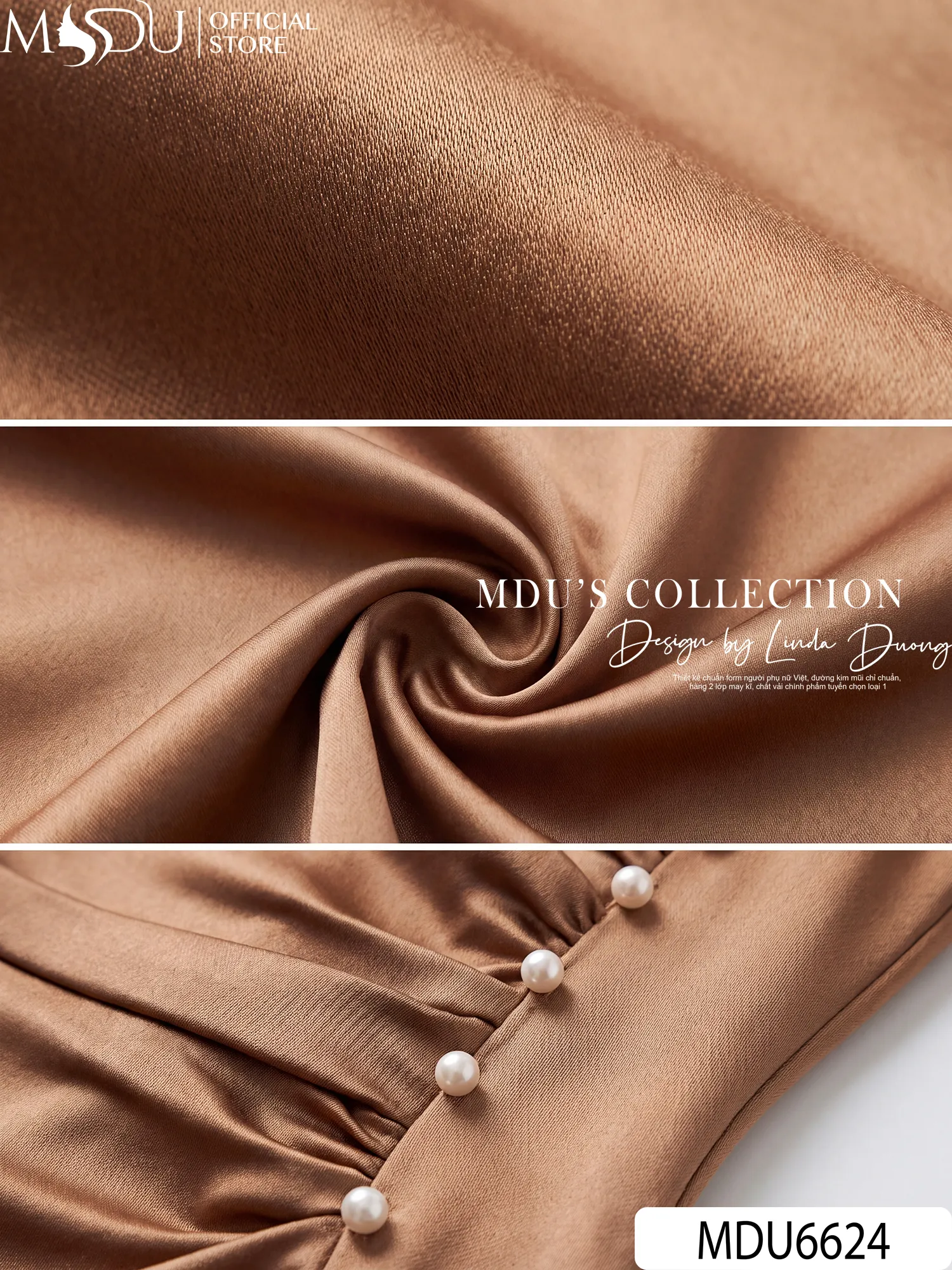 Váy Thiết Kế MDU6624 – Twist Satin Nâu, Nhún Eo Phối Hàng Ngọc Đính Thủ Công 8 Váy Thiết Kế MDU6624 – Twist Satin Nâu, Nhún Eo Phối Hàng Ngọc Đính Thủ Công - Ảnh 6