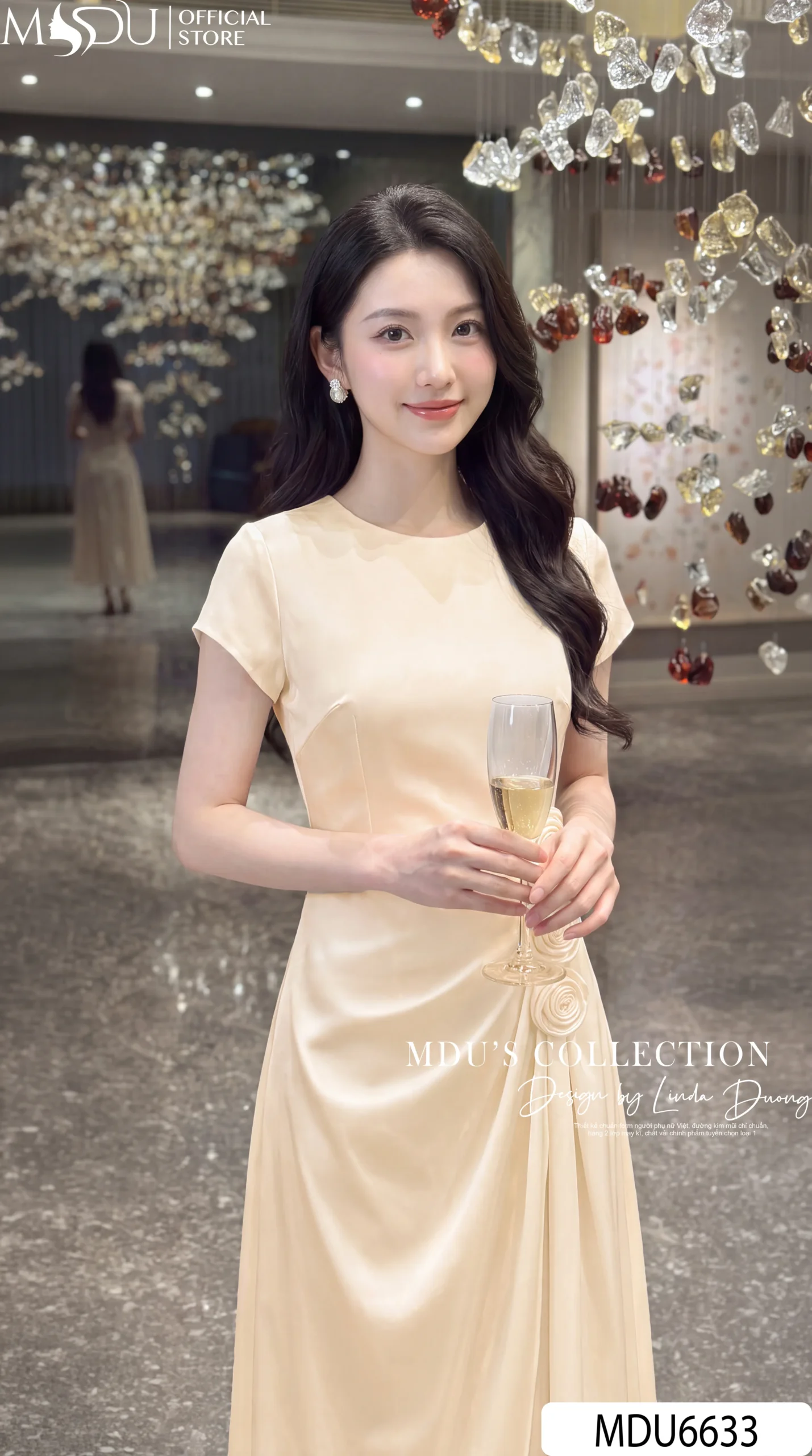 Váy Thiết Kế MDU6633 – Twist Satin Kem, Phối Hoa Thủ Công Đính Eo 7 Váy Thiết Kế MDU6633 – Twist Satin Kem, Phối Hoa Thủ Công Đính Eo - Ảnh 5