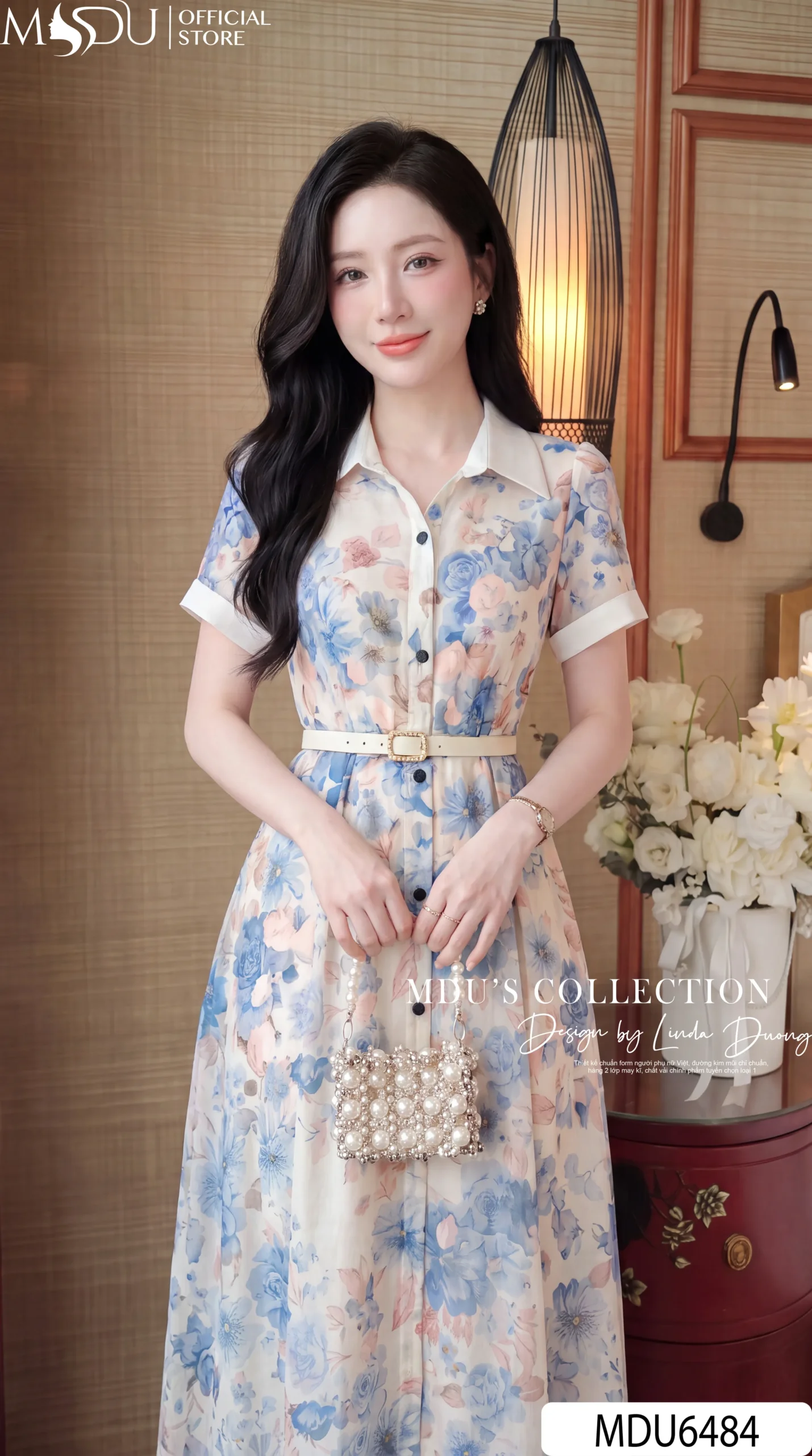 Váy Thiết Kế MDU6484 – Tơ Óng Hàn Kem Hồng, Họa Tiết Phong Cảnh Xanh Pastel Thanh Lịch 5 Váy Thiết Kế MDU6484 – Tơ Óng Hàn Kem Hồng, Họa Tiết Phong Cảnh Xanh Pastel Thanh Lịch - Ảnh 3