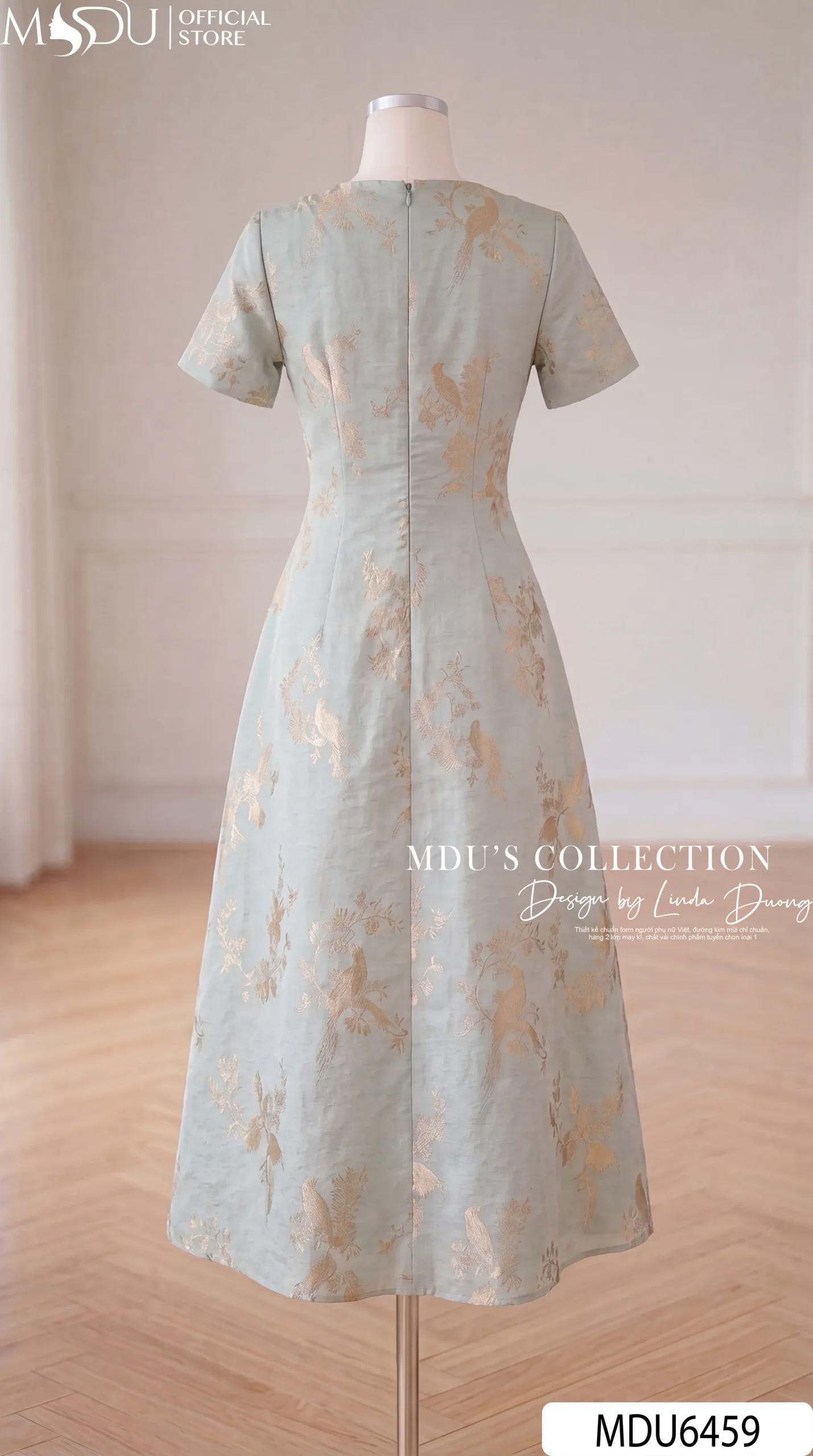 Váy Thiết Kế MDU6459 – Gấm Luxury Xanh Ngọc, Họa Tiết Ánh Kim Dệt Jacquard Sang Trọng 10 Váy Thiết Kế MDU6459 – Gấm Luxury Xanh Ngọc, Họa Tiết Ánh Kim Dệt Jacquard Sang Trọng - Ảnh 8