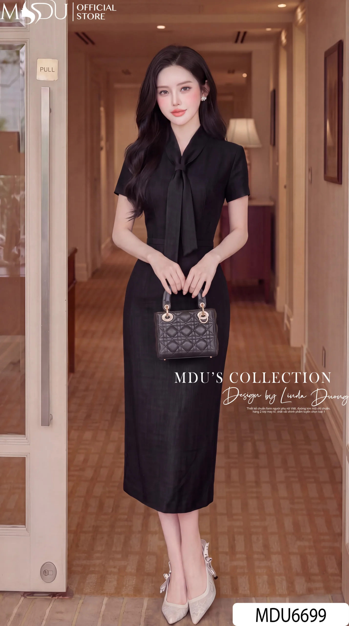 Váy Thiết Kế MDU6699 – Xước Thái Đen, Dáng Bút Chì Phối Nơ Bản Lớn Thanh Lịch 3 Váy Thiết Kế MDU6699 – Xước Thái Đen, Dáng Bút Chì Phối Nơ Bản Lớn Thanh Lịch
