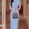Váy Thiết Kế MDU6697 – Xước Thái Xanh Baby, Nơ Cổ Bản Lớn Tôn Nét Thanh Lịch 1 Replace model outfit with reference 202608111605 6 11zon Mdu Fashion