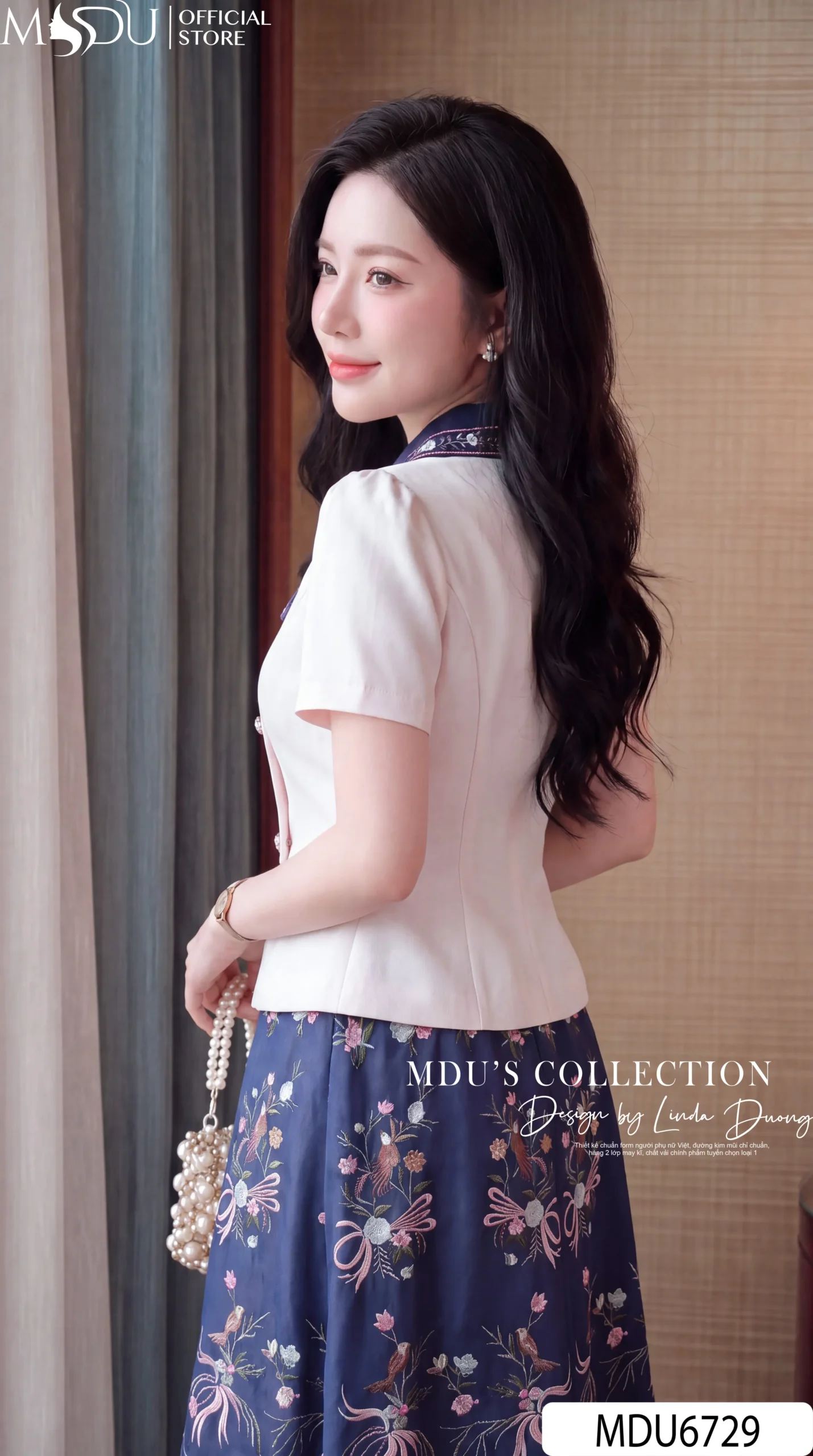 Set Thiết Kế MDU6729 – Chéo Tuyết Phối Tơ Óng Hàn Xanh Navy, Họa Tiết Hoa Cỏ Thanh Lịch 7 Set Thiết Kế MDU6729 – Chéo Tuyết Phối Tơ Óng Hàn Xanh Navy, Họa Tiết Hoa Cỏ Thanh Lịch - Ảnh 5