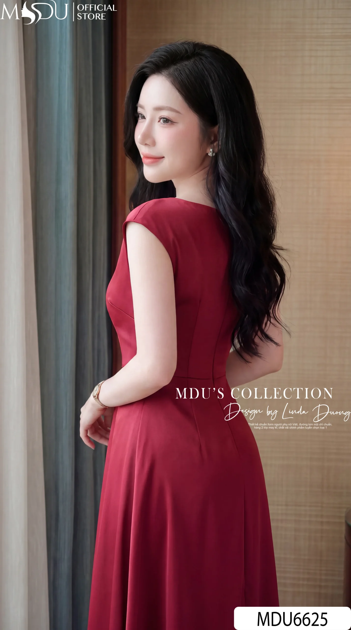 Váy Thiết Kế MDU6625 – Twist Satin Đỏ Đô, Nhún Eo Phối Hàng Ngọc Đính 7 Váy Thiết Kế MDU6625 – Twist Satin Đỏ Đô, Nhún Eo Phối Hàng Ngọc Đính - Ảnh 5