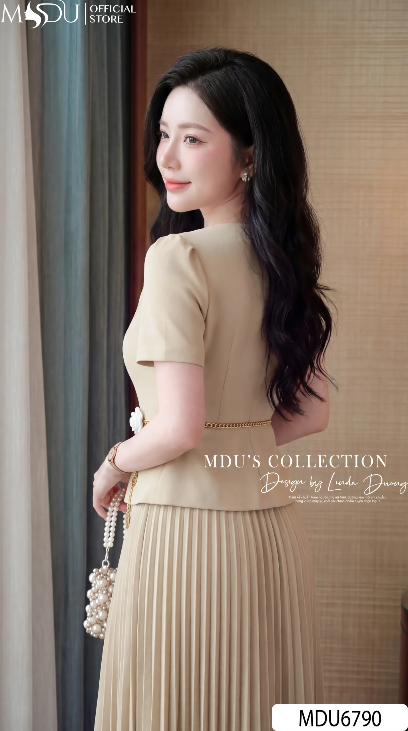 Váy Thiết Kế MDU6790 – Gold Hàn Kem Nude, Phối Đai Xích Hoa Ánh Vàng Rời 7 Váy Thiết Kế MDU6790 – Gold Hàn Kem Nude, Phối Đai Xích Hoa Ánh Vàng Rời - Ảnh 5
