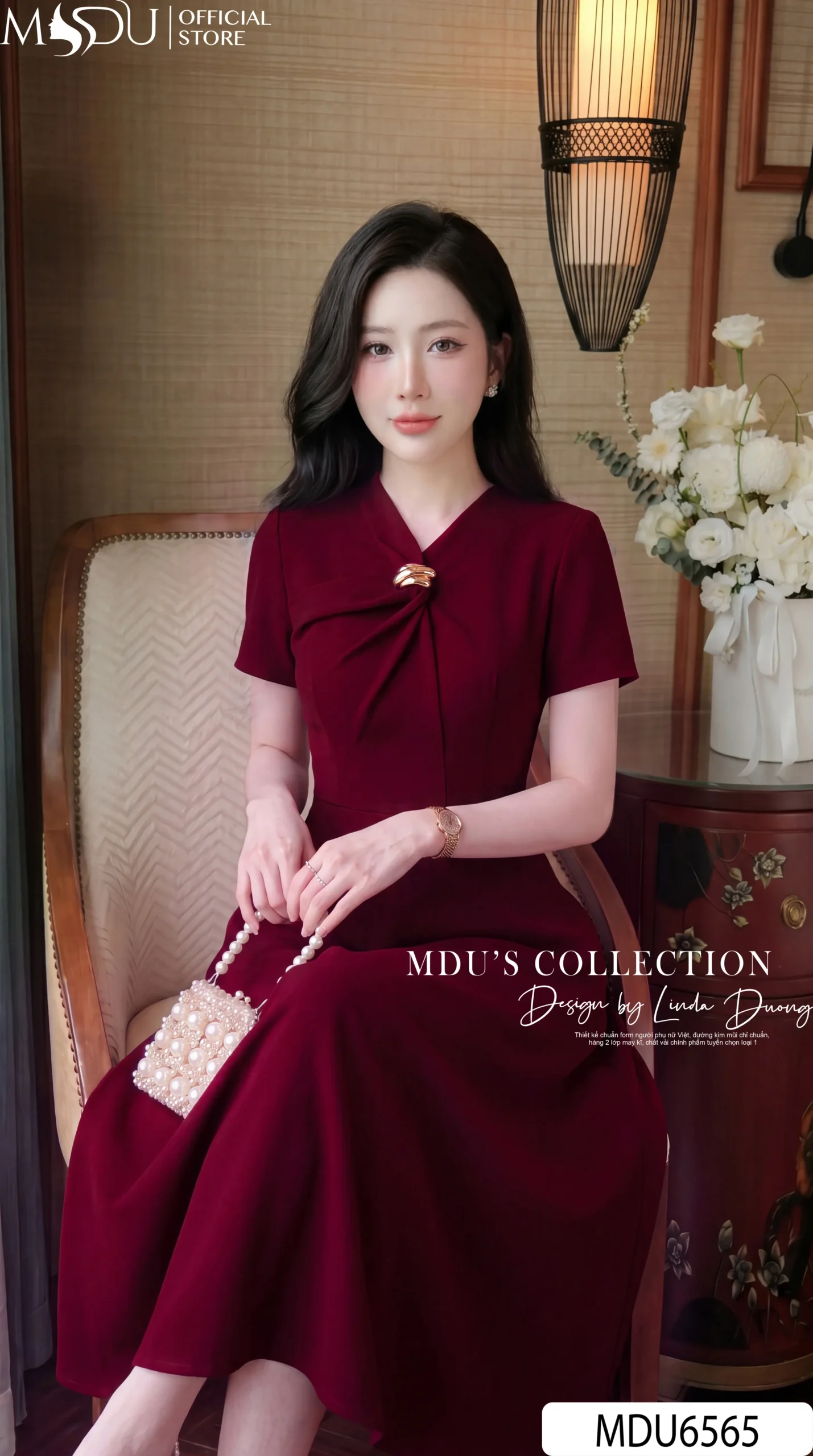 Váy Thiết Kế MDU6565 – Gold Nhật Đỏ Rượu Vang, Phối Ốc Hợp Kim Đính Cổ Sang Trọng 5 Váy Thiết Kế MDU6565 – Gold Nhật Đỏ Rượu Vang, Phối Ốc Hợp Kim Đính Cổ Sang Trọng - Ảnh 3