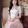 Set Thiết Kế MDU6730 – Chéo Tuyết Phối Tơ Óng Hàn Hồng Phấn, Hoa Lá Dịu Dàng 13 Replace outfit on model 4K 202608141638 11zon Mdu Fashion
