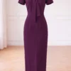 Váy Thiết Kế MDU6700 – Xước Thái Tím Mận, Dáng Bút Chì Phối Nơ Bản Lớn 17 Replacing dress on mannequin 4K 202608111305 1 11zon Mdu Fashion