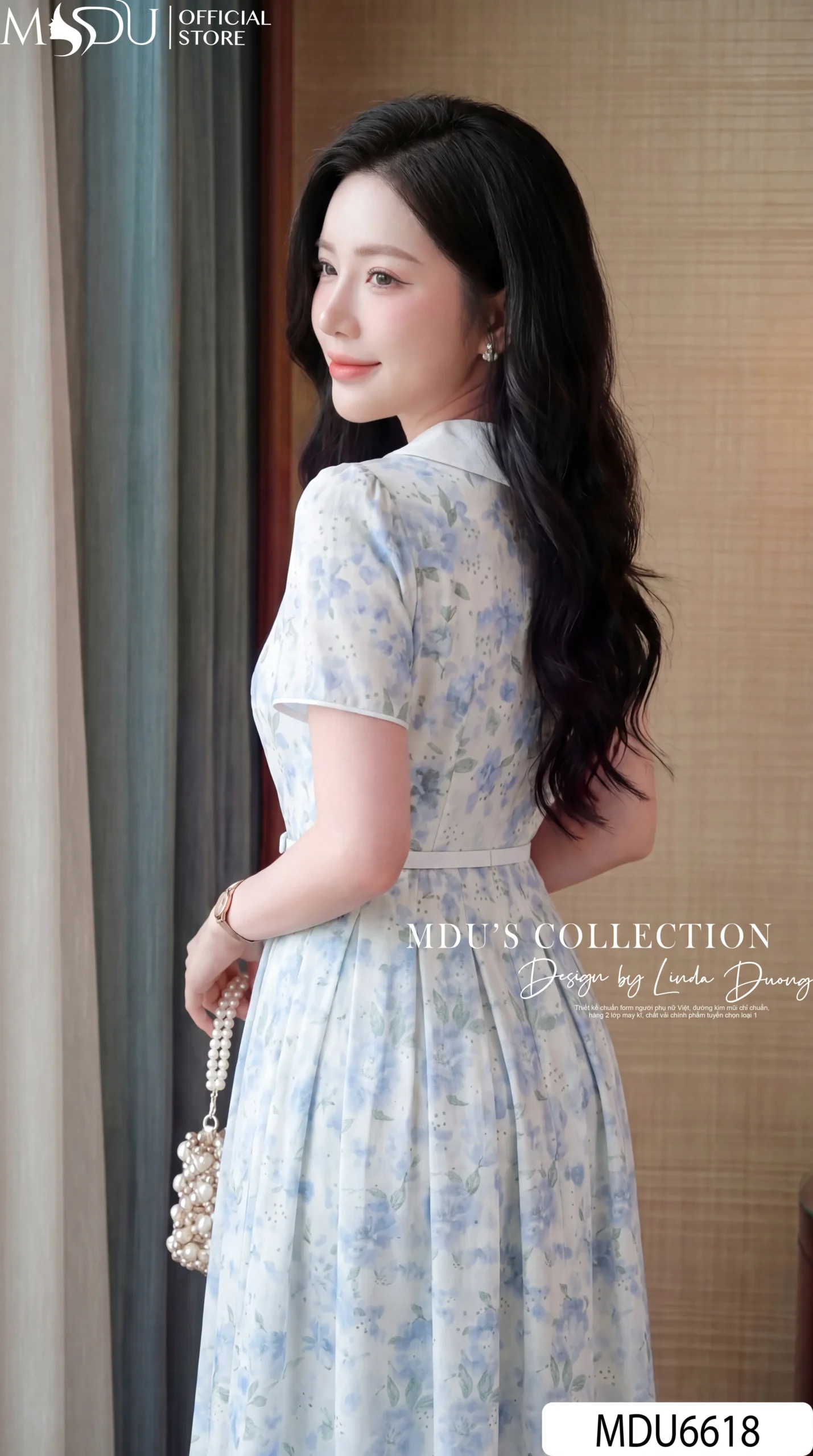 Váy Thiết Kế MDU6618 – Mango Ý Hoa Xanh Pastel, Cổ Sen Phối Đai Rời 7 Váy Thiết Kế MDU6618 – Mango Ý Hoa Xanh Pastel, Cổ Sen Phối Đai Rời - Ảnh 5
