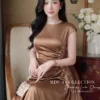 Váy Thiết Kế MDU6624 – Twist Satin Nâu, Nhún Eo Phối Hàng Ngọc Đính Thủ Công 12 Replacing model outfit with refe… 202608251140 5 Mdu Fashion