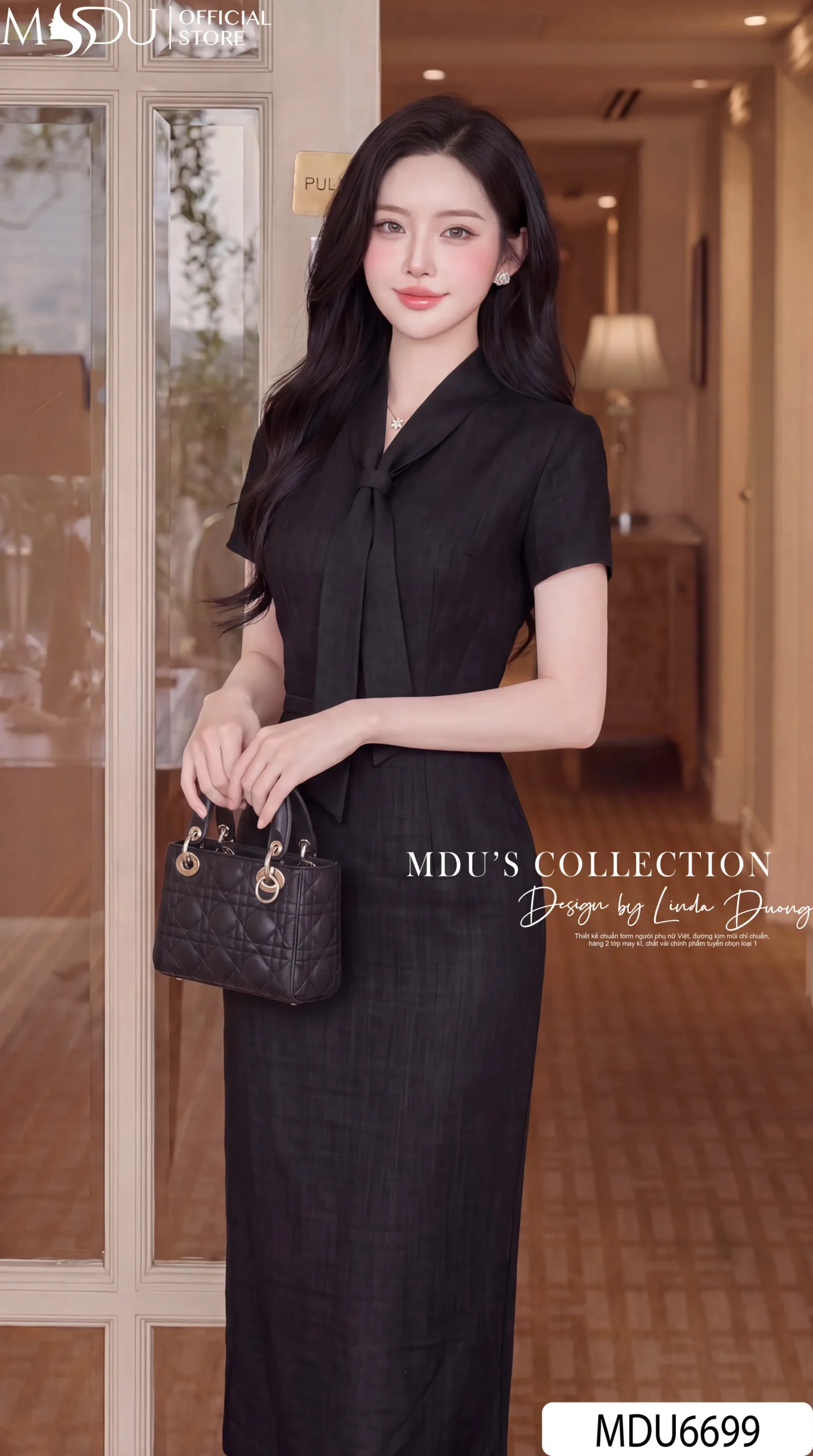Váy Thiết Kế MDU6699 – Xước Thái Đen, Dáng Bút Chì Phối Nơ Bản Lớn Thanh Lịch 7 Váy Thiết Kế MDU6699 – Xước Thái Đen, Dáng Bút Chì Phối Nơ Bản Lớn Thanh Lịch - Ảnh 5