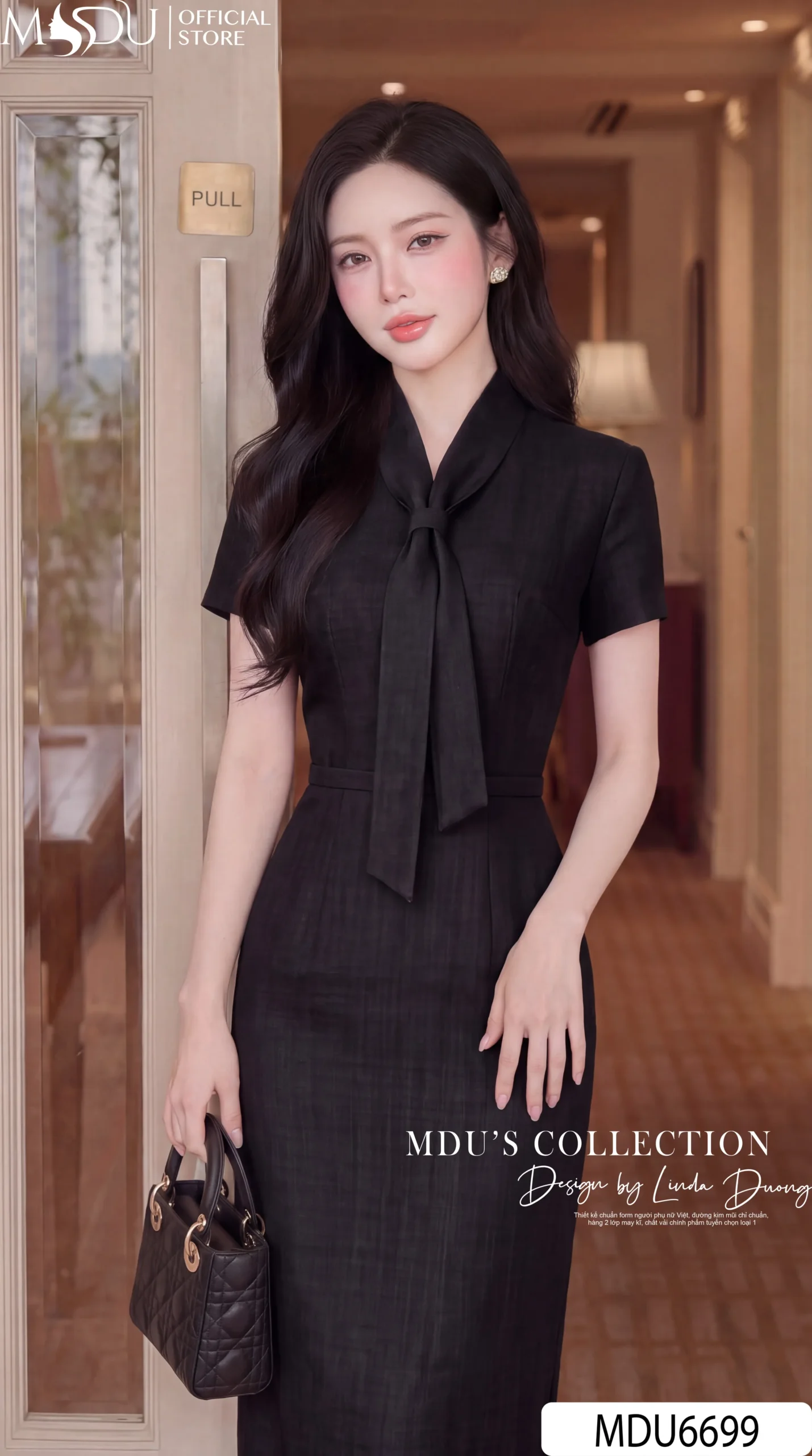 Váy Thiết Kế MDU6699 – Xước Thái Đen, Dáng Bút Chì Phối Nơ Bản Lớn Thanh Lịch 6 Váy Thiết Kế MDU6699 – Xước Thái Đen, Dáng Bút Chì Phối Nơ Bản Lớn Thanh Lịch - Ảnh 4
