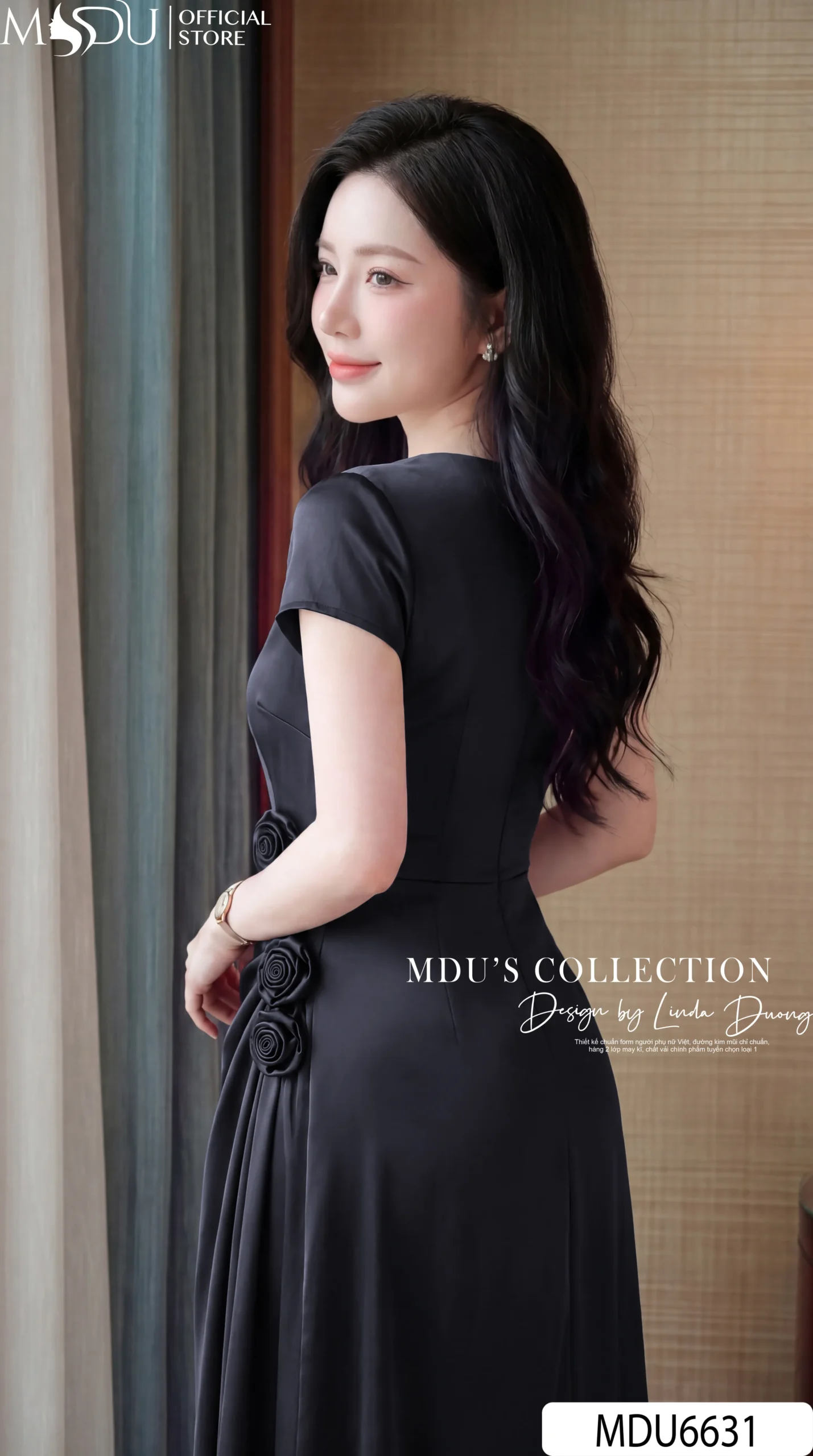 Váy Thiết Kế MDU6631 – Twist Satin Đen, Hoa Thủ Công Phối Tùng Cách Điệu Sang Trọng 7 Váy Thiết Kế MDU6631 – Twist Satin Đen, Hoa Thủ Công Phối Tùng Cách Điệu Sang Trọng - Ảnh 5
