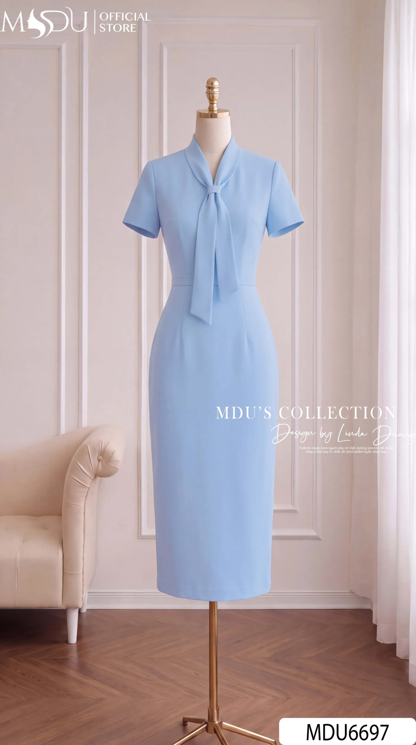Váy Thiết Kế MDU6697 – Xước Thái Xanh Baby, Nơ Cổ Bản Lớn Tôn Nét Thanh Lịch 8 Váy Thiết Kế MDU6697 – Xước Thái Xanh Baby, Nơ Cổ Bản Lớn Tôn Nét Thanh Lịch - Ảnh 6