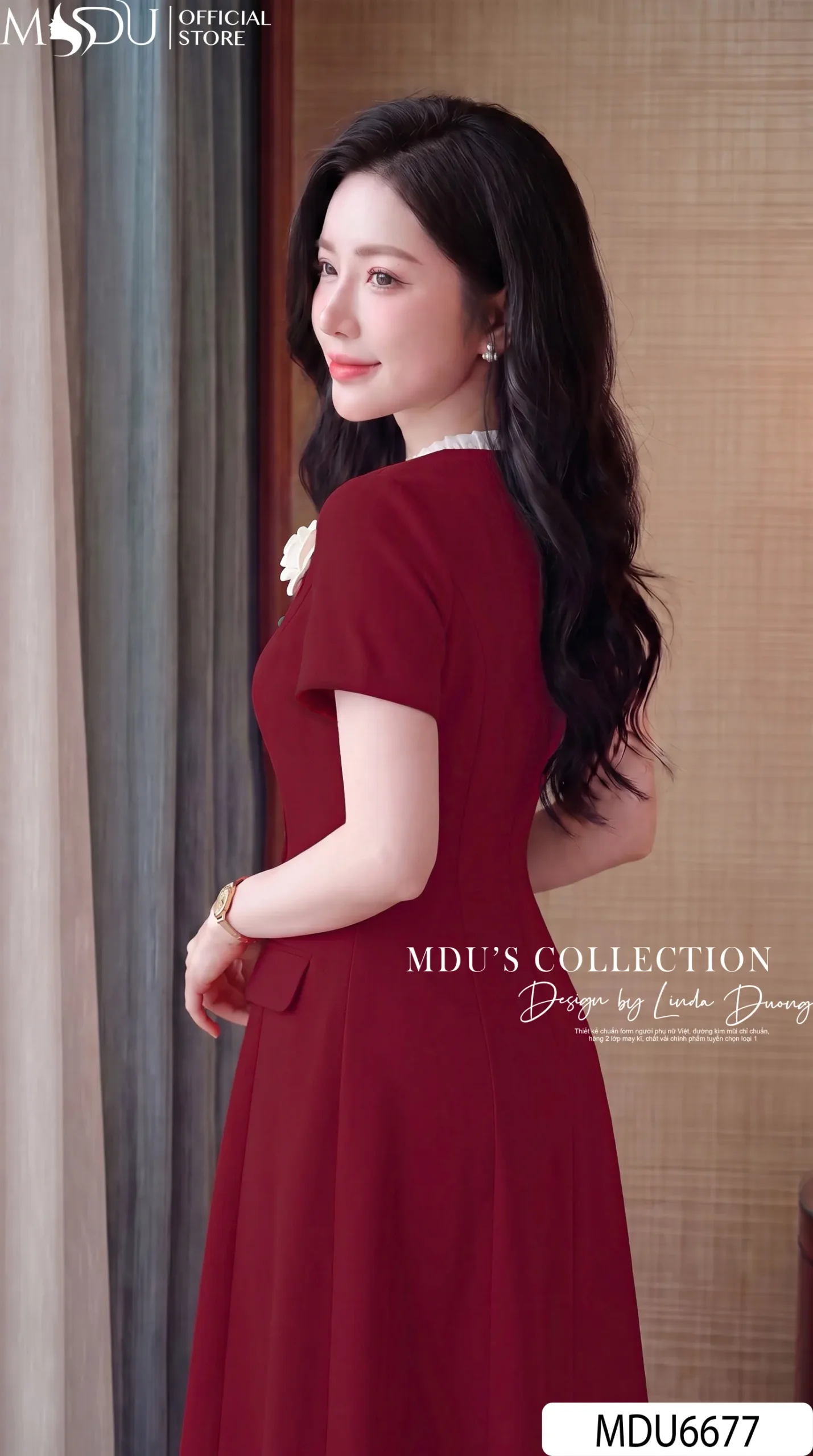 Váy Thiết Kế MDU6677 – Chéo Tuyết Đỏ Ruby, Hoa Cài Rời Thanh Lịch 7 Váy Thiết Kế MDU6677 – Chéo Tuyết Đỏ Ruby, Hoa Cài Rời Thanh Lịch - Ảnh 5