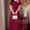 Váy Thiết Kế MDU6677 – Chéo Tuyết Đỏ Ruby, Hoa Cài Rời Thanh Lịch 1 c 2 copy 2 11zon Mdu Fashion