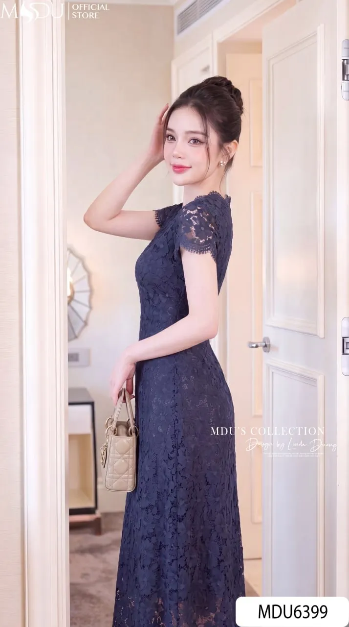 Váy Thiết Kế MDU6399 – Ren Hoa Nổi Xanh Navy, Cổ V Viền Ren Tinh Xảo 7 Váy Thiết Kế MDU6399 – Ren Hoa Nổi Xanh Navy, Cổ V Viền Ren Tinh Xảo - Ảnh 5