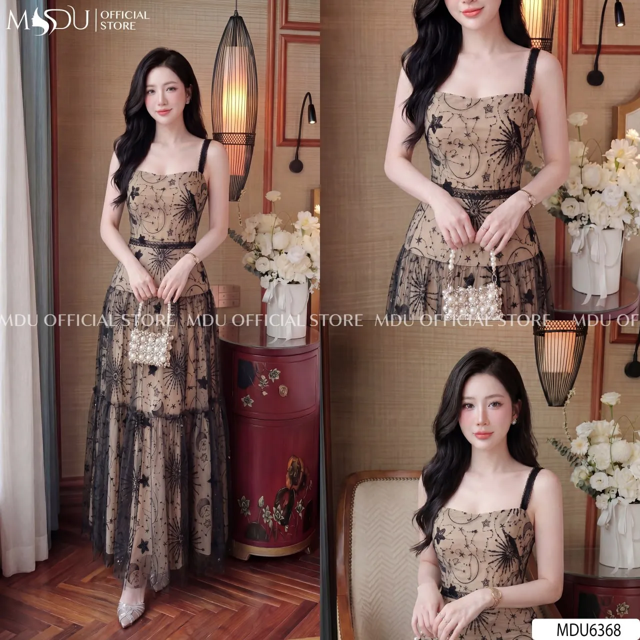 Váy Thiết Kế MDU6368 Tuyn Thêu Đen Phối Lót Nude, Bay Bổng Và Quyến Rũ Đầy Tinh Tế 8 Váy Thiết Kế MDU6368 Tuyn Thêu Đen Phối Lót Nude, Bay Bổng Và Quyến Rũ Đầy Tinh Tế - Ảnh 6