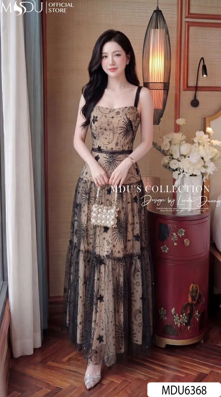 Váy Thiết Kế MDU6368 Tuyn Thêu Đen Phối Lót Nude, Bay Bổng Và Quyến Rũ Đầy Tinh Tế 25 Váy Thiết Kế MDU6368