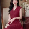 Váy Thiết Kế MDU6438 Ren Hoa Nổi Đỏ Đô Dáng Xòe Dài, Yêu Kiều Và Cuốn Hút 10 photo 2026 06 15 10 20 48 4 4 11zon Mdu Fashion