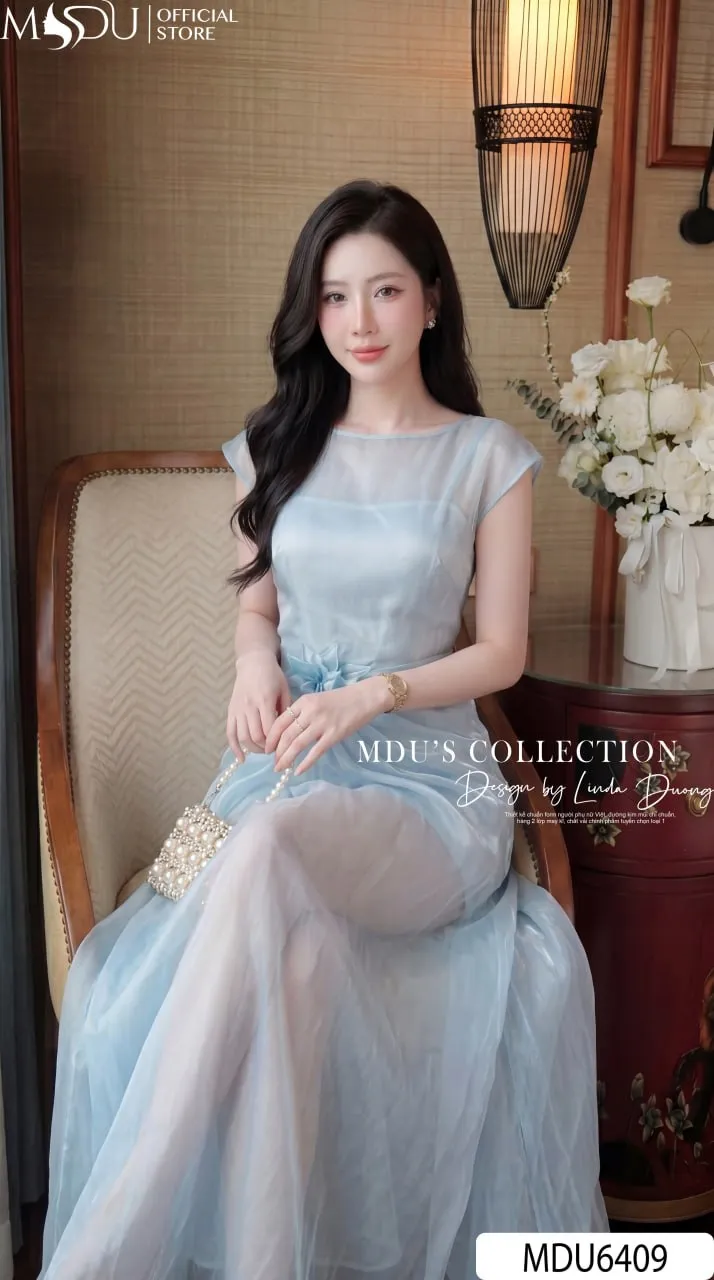 Váy Thiết Kế MDU6409 Tơ Óng Hàn Xanh Pastel Dáng Dài, Dịu Dàng Và Thanh Thoát Đầy Yêu Kiều 5 Váy Thiết Kế MDU6409 Tơ Óng Hàn Xanh Pastel Dáng Dài, Dịu Dàng Và Thanh Thoát Đầy Yêu Kiều - Ảnh 3