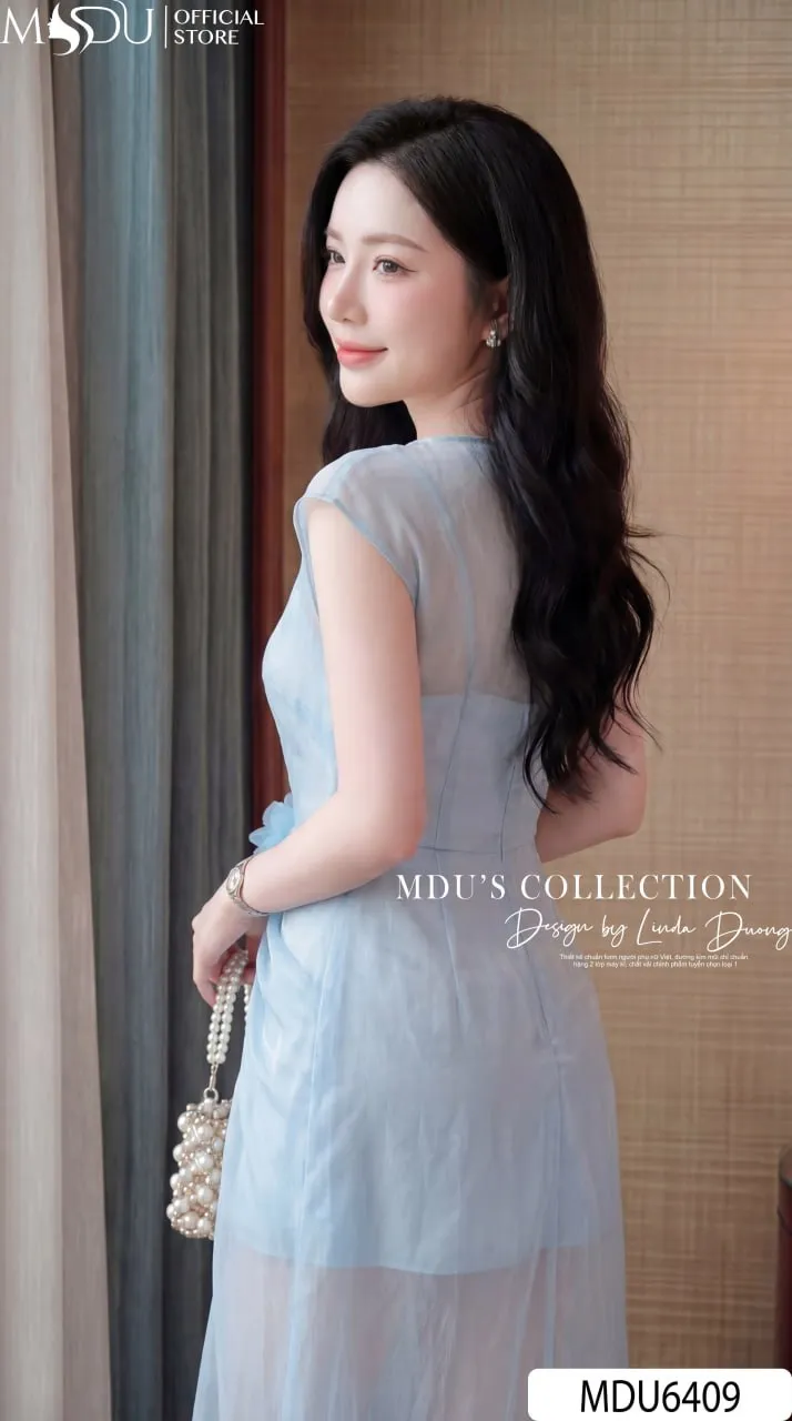 Váy Thiết Kế MDU6409 Tơ Óng Hàn Xanh Pastel Dáng Dài, Dịu Dàng Và Thanh Thoát Đầy Yêu Kiều 7 Váy Thiết Kế MDU6409 Tơ Óng Hàn Xanh Pastel Dáng Dài, Dịu Dàng Và Thanh Thoát Đầy Yêu Kiều - Ảnh 5