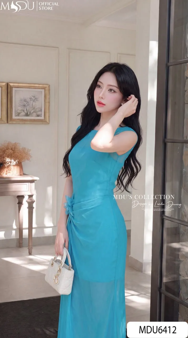 Váy Thiết Kế MDU6412 Tơ Óng Hàn Xanh Dương Dáng Dài, Thướt Tha Và Thanh Nhã Đầy Cuốn Hút 7 Váy Thiết Kế MDU6412 Tơ Óng Hàn Xanh Dương Dáng Dài, Thướt Tha Và Thanh Nhã Đầy Cuốn Hút - Ảnh 5