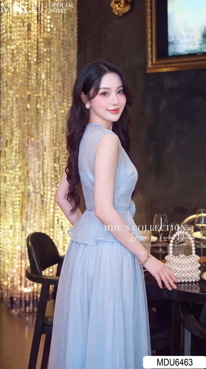 Váy Thiết Kế MDU6463 Tơ Óng Hàn Xanh Pastel Dáng Peplum, Thanh Thoát Và Tôn Eo Duyên Dáng 7 Váy Thiết Kế MDU6463 Tơ Óng Hàn Xanh Pastel Dáng Peplum, Thanh Thoát Và Tôn Eo Duyên Dáng - Ảnh 5