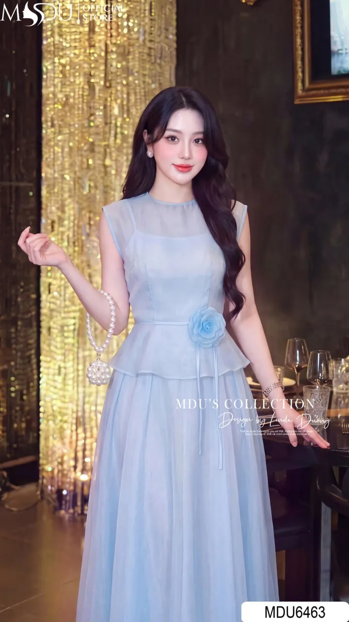 Váy Thiết Kế MDU6463 Tơ Óng Hàn Xanh Pastel Dáng Peplum, Thanh Thoát Và Tôn Eo Duyên Dáng 5 Váy Thiết Kế MDU6463 Tơ Óng Hàn Xanh Pastel Dáng Peplum, Thanh Thoát Và Tôn Eo Duyên Dáng - Ảnh 3
