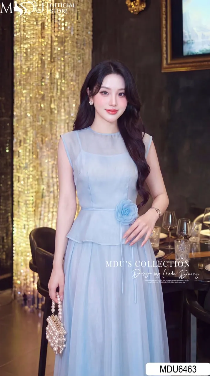 Váy Thiết Kế MDU6463 Tơ Óng Hàn Xanh Pastel Dáng Peplum, Thanh Thoát Và Tôn Eo Duyên Dáng 6 Váy Thiết Kế MDU6463 Tơ Óng Hàn Xanh Pastel Dáng Peplum, Thanh Thoát Và Tôn Eo Duyên Dáng - Ảnh 4