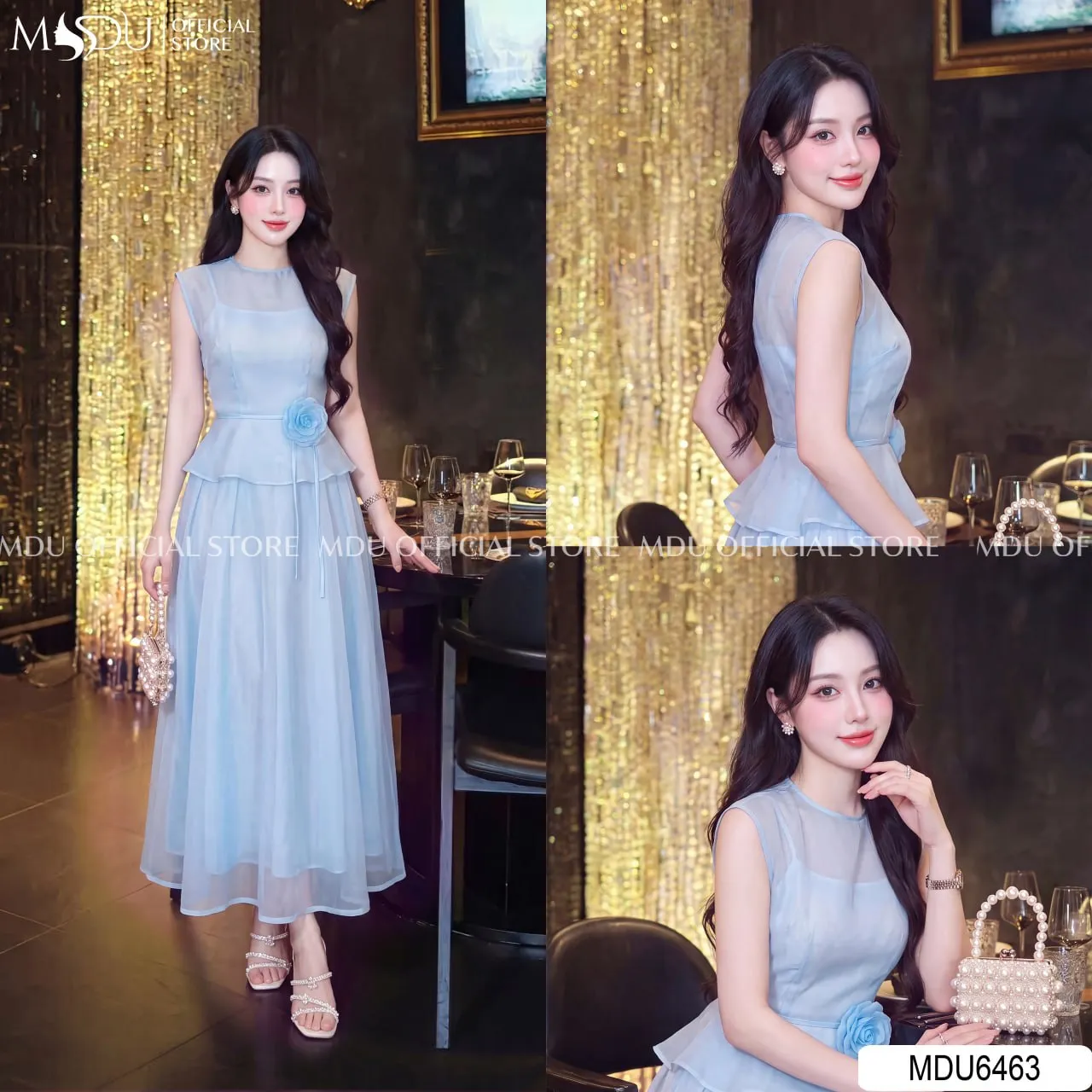 Váy Thiết Kế MDU6463 Tơ Óng Hàn Xanh Pastel Dáng Peplum, Thanh Thoát Và Tôn Eo Duyên Dáng 8 Váy Thiết Kế MDU6463 Tơ Óng Hàn Xanh Pastel Dáng Peplum, Thanh Thoát Và Tôn Eo Duyên Dáng - Ảnh 6