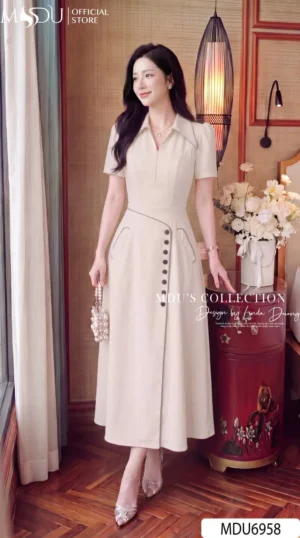 Alternative view of Váy Thiết Kế MDU6958 Gold Nhật Sắc Kem, Thanh Lịch Và Tinh Tế Cho Quý Cô Công Sở