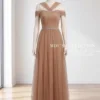 Váy Thiết Kế MDU6361 Voan Tơ Nâu Dáng Xòe Sang Trọng Phối Cổ Chéo Trễ Vai Đính Dây Đá 11 photo 2026 10 01 14 16 37 11zon Mdu Fashion