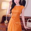 Váy Thiết Kế MDU6408 Tơ Óng Hàn Dáng Dài Màu Cam Ấm Áp, Thanh Lịch Và Nữ Tính 9 photo 2026 10 05 09 05 30 Mdu Fashion