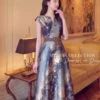 Váy Thiết Kế MDU7128 Lụa Twist Satin Hoa Xanh Navy Phối Vàng Đồng, Thanh Lịch Và Quý Phái 9 photo 2026 10 12 09 23 21 4 5 11zon Mdu Fashion
